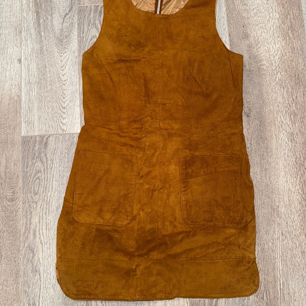 Real leather suede vest style dress